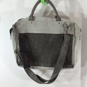 Mona B mens upcycled military tent messenger bag NWT